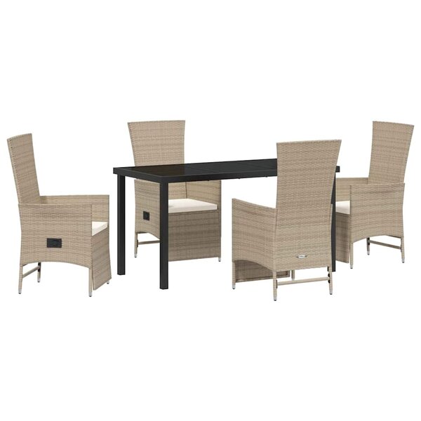 vidaXL Ensemble de salle à manger pour jardin 5 Pièces Beige polyrotin