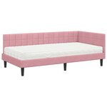 vidaXL Cadre de lit d'angle avec matelas 2 pc Rose 100 x 200 cm