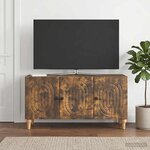vidaXL Meuble TV 99 x 34 5 x 50 cm Chêne fumé Bois d'ingénierie