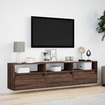 vidaXL Meuble TV mural avec LED chêne marron 180x31x45 cm