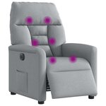 vidaXL Fauteuil de massage inclinable électrique gris clair tissu