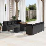 vidaXL Ensemble de canapé de jardin 11 Pièces Noir 80 x 80 x 71 cm