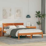 vidaXL Cadre de lit avec tête de lit LED  marron ciré  120 x 190 cm  en bois de pin massif