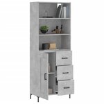 vidaXL Buffet haut Gris béton 69 5x34x180 cm Bois d'ingénierie
