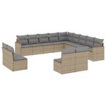 vidaXL Salon de jardin et coussins 13 Pièces mélange beige résine tressée