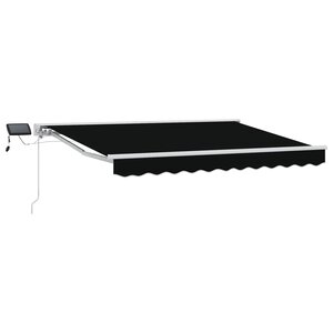 vidaXL Cadre de store manuel avec LEDs Noir et Blanc 3 x 2 5 m