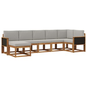 vidaXL Ensemble de canapés d'extérieur 7 pc Naturel et gris clair