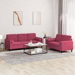 vidaXL Ensemble de canapés 2 Pièces avec coussins rouge bordeaux velours