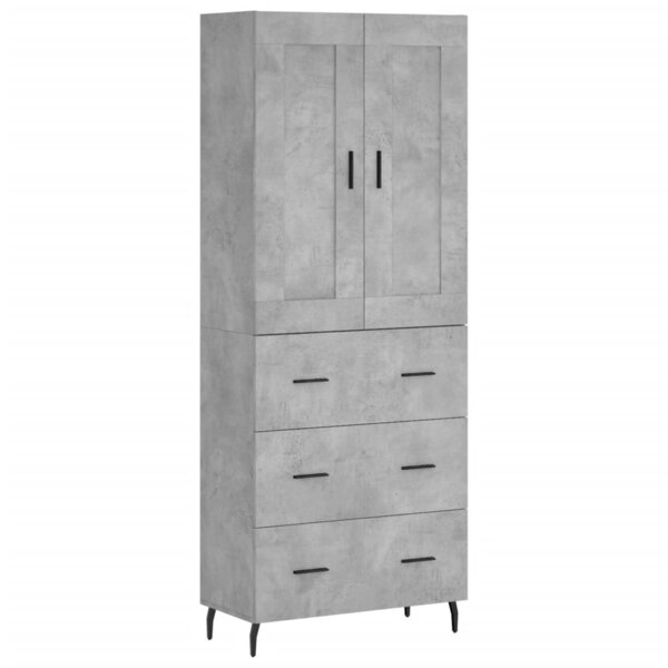 vidaXL Buffet haut Gris béton 69 5x34x180 cm Bois d'ingénierie