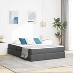 vidaXL Lit avec rangement et matelas Gris foncé 140 x 190 cm Polyester