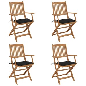vidaXL Chaises pliables de jardin lot de 4 avec coussins Bois d'acacia
