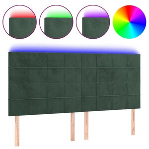 vidaXL Tête de lit à LED Vert foncé 160x5x118/128 cm Velours