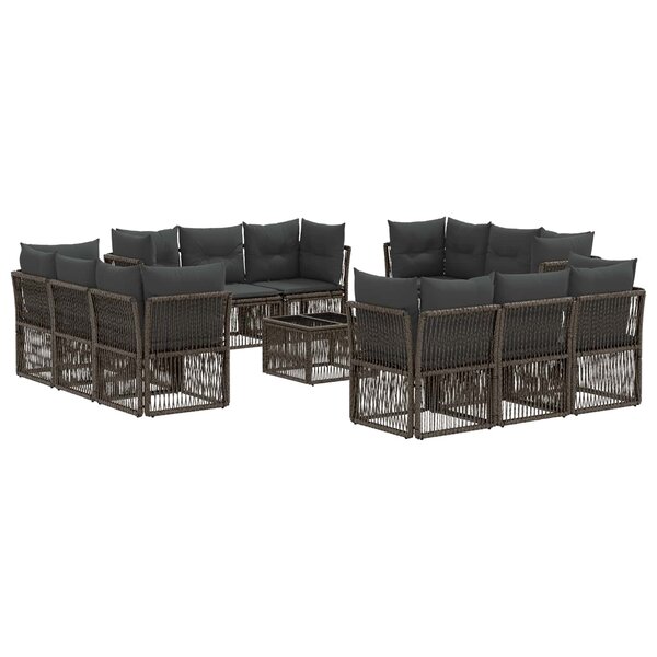 vidaXL Ensemble de canapé de jardin 13 Pièces Gris polyrotin