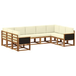vidaXL Ensemble de canapés d'extérieur 9 pc Naturel et Crème