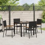 Ensemble de salle à manger de jardin vidaXL en 5 pièces en poly rattan noir