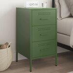 vidaXL Table de chevet vert olive 36x39x68 cm acier laminé à froid
