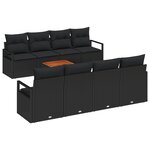 vidaXL Ensemble de Canapé de Jardin 9 Pièces avec Coussins Noir Poly Rattan Acacia