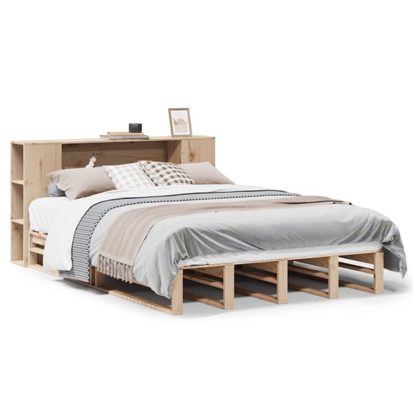 vidaXL Lit bibliothèque sans matelas 140x190 cm bois massif