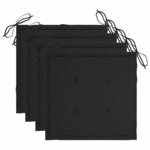 vidaXL Chaises de jardin et coussins lot de 4 Gris Bois acacia massif