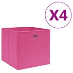 vidaXL Boîtes de rangement 4 Pièces Tissu intissé 28x28x28 cm Rose