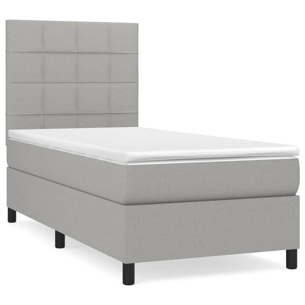 vidaXL Sommier à lattes de lit avec matelas Gris clair 100x200cm Tissu