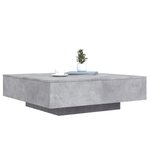 vidaXL Table basse avec lumières LED gris béton 100x100x31 cm