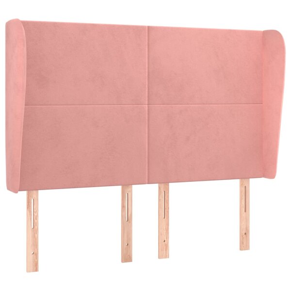 vidaXL Tête de lit avec oreilles Rose 147x23x118/128 cm Velours