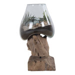 Goutte d'eau en teck et verre 25 cm