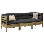 vidaXL Salon de jardin 3 Pièces avec coussins bois de pin imprégné
