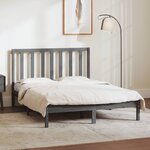 vidaXL Cadre de lit sans matelas gris 135x190 cm bois de pin massif
