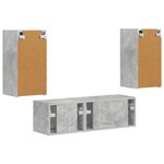 vidaXL Ensemble de meuble TV mural 4 Pièces Gris béton Bois d'ingénierie