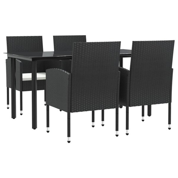 vidaXL Ensemble à manger de jardin 5 Pièces noir résine tressée et acier