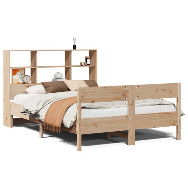 vidaXL Lit bibliothèque sans matelas 140x200 cm bois massif de pin