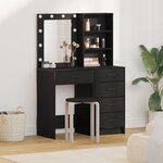 Set de coiffeuse 2 pièces avec LED en bois d'ingénierie noir