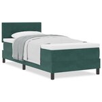 vidaXL Lit à Ressorts avec Matelas Vert Foncé Simple Velours
