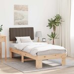 vidaXL Cadre de lit avec tête de lit rembourrée Taupe 90 x 190 cm