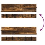 vidaXL Porte-manteau mural avec étagère Chêne fumé 90 x 15 x 36 cm