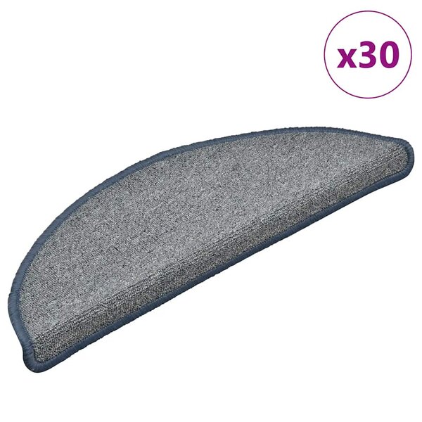 vidaXL Tapis d'escalier 30 pièces 56 x 17 x 3 cm Gris clair et bleu Demi-rond