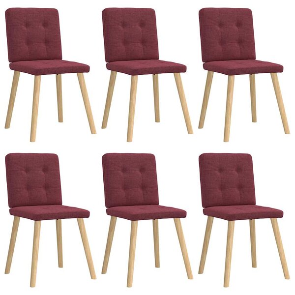 vidaXL Chaises à manger lot de 6 rouge bordeaux tissu