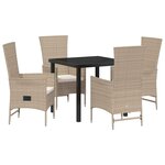 vidaXL Ensemble de salle à manger pour jardin 5 Pièces Beige polyrotin