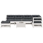 vidaXL Salon de jardin avec coussins 8 Pièces blanc bois de pin massif