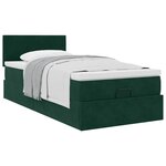 vidaXL Cadre de lit ottoman avec matelas vert foncé 100x200 cm velours