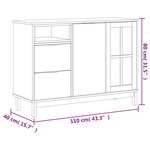 vidaXL Buffet avec porte vitrée FLAM 110x40x80 cm bois massif de pin