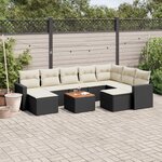 vidaXL Salon de jardin 10 Pièces avec coussins noir résine tressée