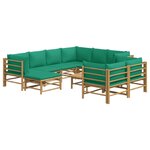vidaXL Salon de jardin 10 Pièces avec coussins vert bambou