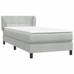 vidaXL Sommier à lattes de lit et matelas gris clair 90x220 cm velours