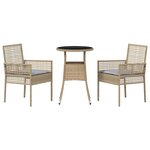 vidaXL Ensemble de salle à manger pour jardin 3 Pièces Beige Poly rotin