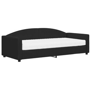 vidaXL Lit de jour avec matelas noir 90x200 cm tissu