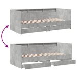 vidaXL Lit de jour avec tiroirs sans matelas gris béton 100x200 cm