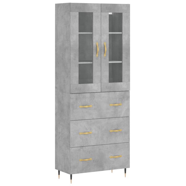 vidaXL Buffet haut Gris béton 69 5x34x180 cm Bois d'ingénierie